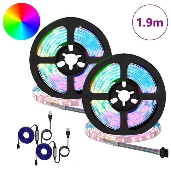 vidaXL Bande LED 2 pcs Noir et Transparent 950 mm Cuivre et plastique