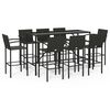 vidaXL Ensemble de bar de jardin 9 pcs noir r&eacute;sine tress&eacute;e