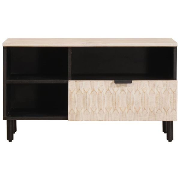 vidaXL Meuble TV avec tiroir Finition Lavage Blanc 80 x 33 x 46 cm