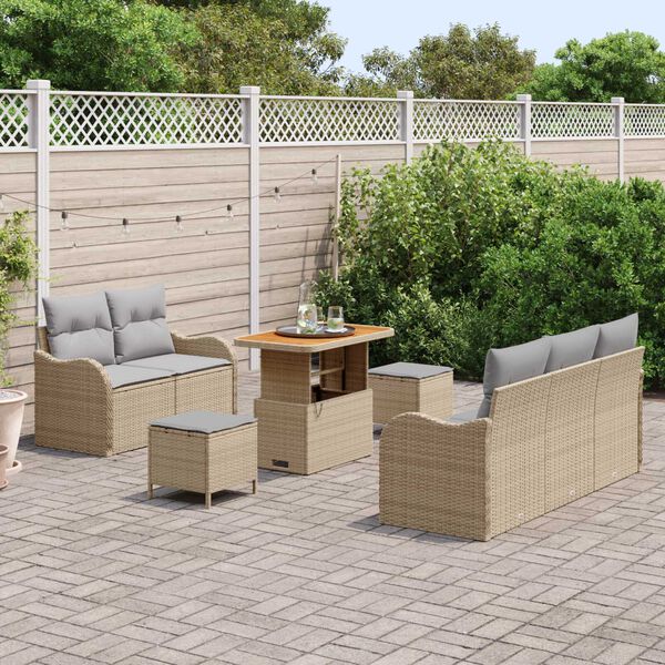 vidaXL Ensemble de canapé de jardin 8 pcs Beige polyrotin