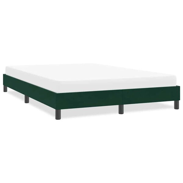 vidaXL Cadre de lit sans matelas vert fonc&eacute; 140x210 cm velours