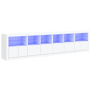 vidaXL Buffet avec lumi&egrave;res LED blanc 283x37x67 cm