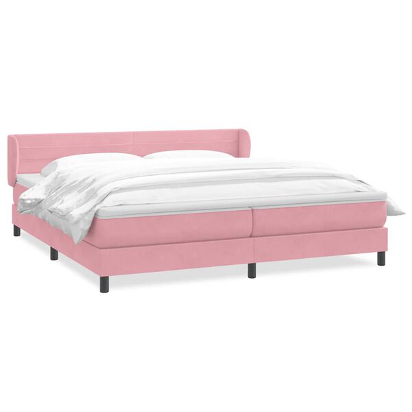 vidaXL Sommier &agrave; lattes de lit avec matelas rose 200x210 cm velours
