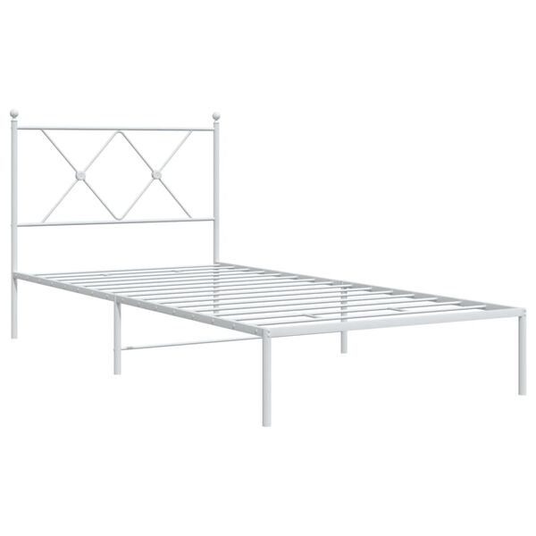 vidaXL Cadre de lit métal sans matelas avec tête de lit blanc 90x200cm