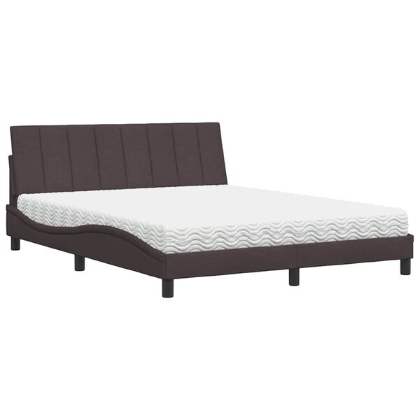 vidaXL Lit avec matelas Hanko marron fonc&eacute; 160x200 cm tissu