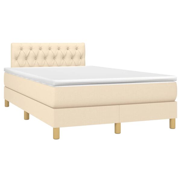 vidaXL Sommier &agrave; lattes de lit avec matelas cr&egrave;me 120x190 cm tissu