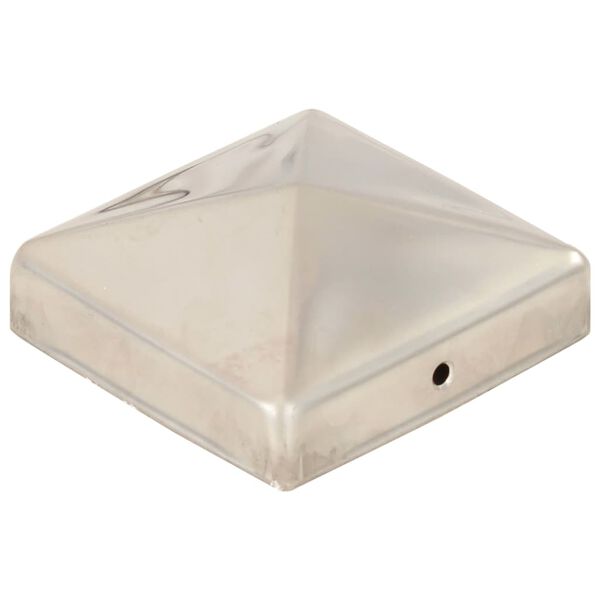 vidaXL Bouchons de poteau de cl&ocirc;ture pyramidaux 6 pcs Inox 81x81 mm