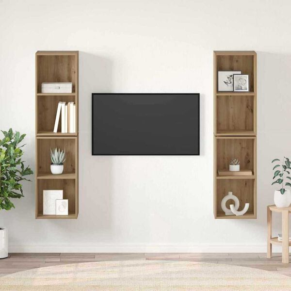 vidaXL Ensemble meuble TV 4 pcs Ch&ecirc;ne artisanal 37 x 37 x 72 cm