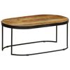 vidaXL Table basse Ovale Bois massif de manguier brut et acier 100 cm