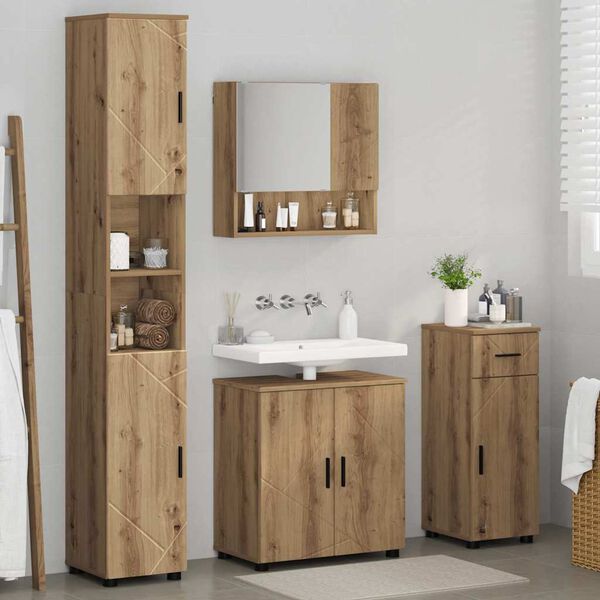 vidaXL Ensemble de mobilier de salle de bain 4 pcs Ch&ecirc;ne artisanal