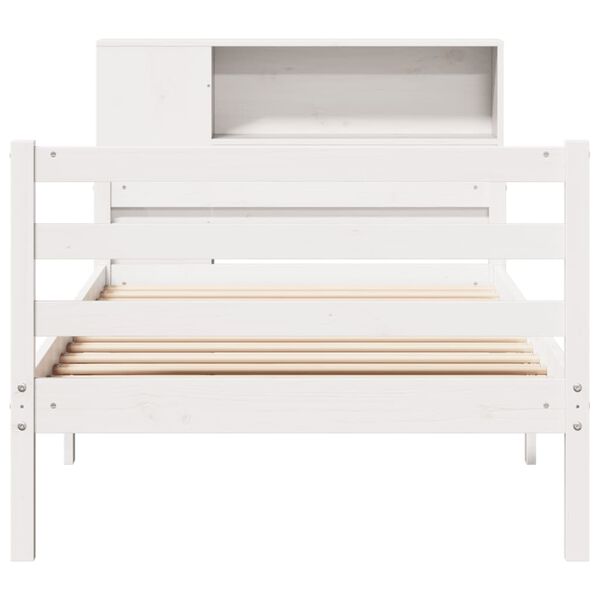 vidaXL Lit biblioth&egrave;que sans matelas blanc 90x200cm bois de pin massif