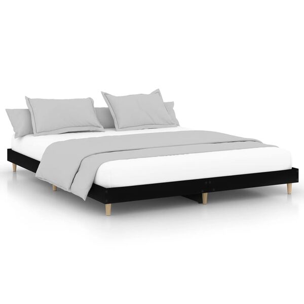 vidaXL Cadre de lit sans matelas noir 180x200 cm bois d'ing&eacute;nierie