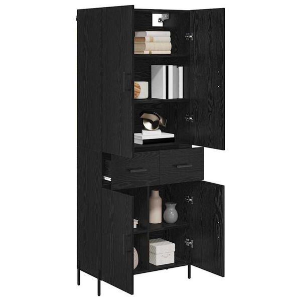 vidaXL Haut Armoire Ch&ecirc;ne noir 69,5 x 34 x 180 cm Bois d'ing&eacute;nierie