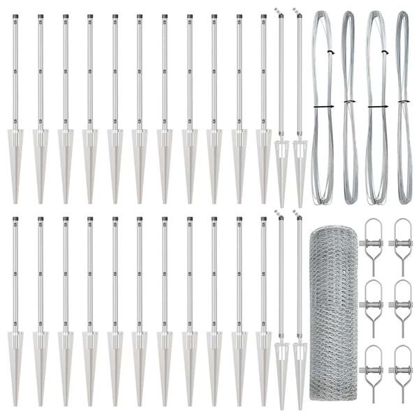 vidaXL Poteau de cl&ocirc;ture. Argent&eacute; 50 x 0,5 m (maillage 25 mm) Acier