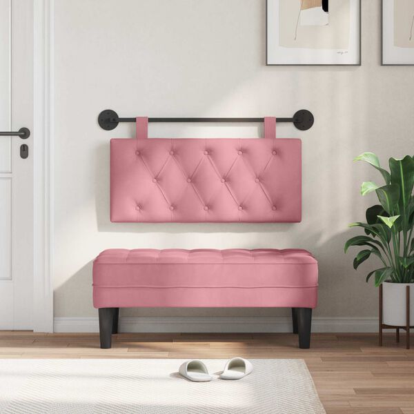 vidaXL T&ecirc;te de lit suspendue Rose 100 x 55 x 7 cm Velours