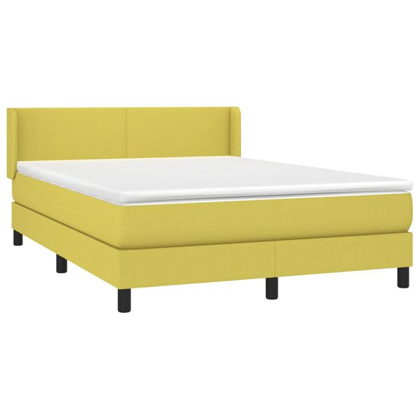 vidaXL Sommier &agrave; lattes de lit avec matelas Vert 140x190 cm Tissu