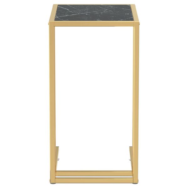 vidaXL Table d'appoint ordinateur Marbre noir 50x35x65 cm Verre trempé