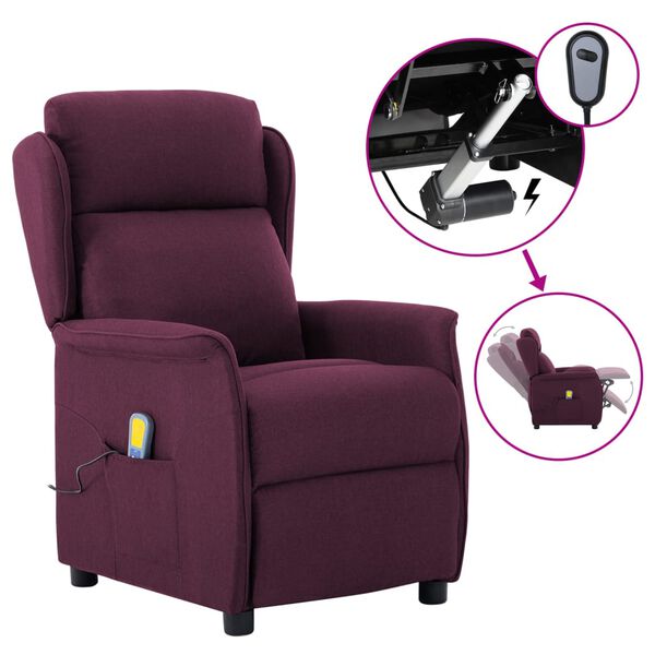 vidaXL Fauteuil &eacute;lectrique de massage Violet Tissu