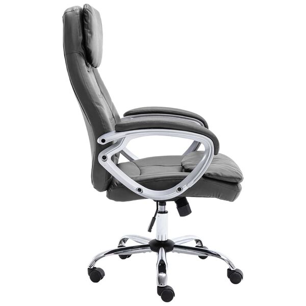 vidaXL Chaise de bureau Gris Cuir v&eacute;ritable