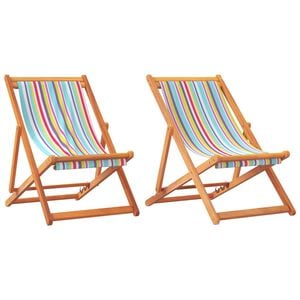 vidaXL Chaises de plage pliables lot de 2 multicolore tissu