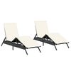vidaXL Chaises longues avec coussins lot de 2 noir r&eacute;sine tress&eacute;e
