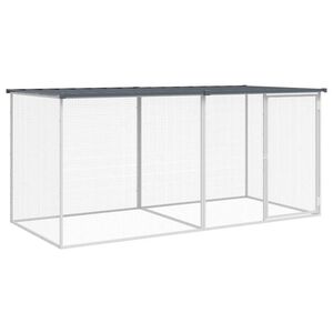 vidaXL Cage &agrave; poulets avec toit anthracite 203 x 98 x 90 cm Acier galvanis&eacute;