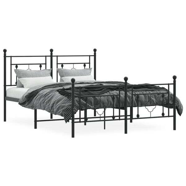 vidaXL Cadre de lit m&eacute;tal sans matelas avec pied de lit noir 140x200cm