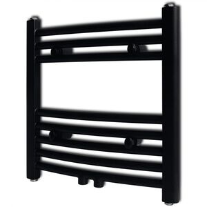vidaXL S&egrave;che-serviettes eau chaude &agrave; rails incurv&eacute;s noir 480 x 480 mm