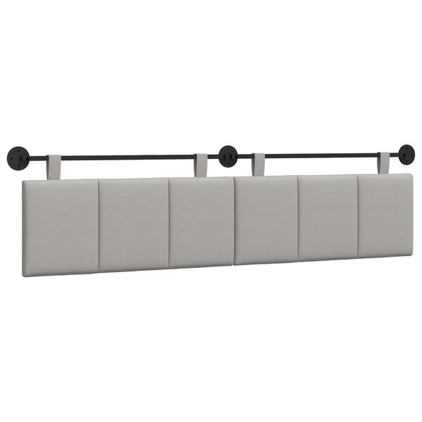 vidaXL T&ecirc;te de lit suspendue Ray&eacute; Gris nuage 210 x 55 x 5 cm tissu