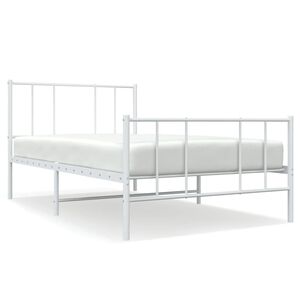 vidaXL Cadre de lit m&eacute;tal sans matelas avec pied de lit blanc 80x200cm