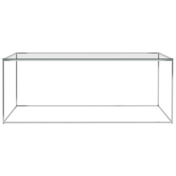 vidaXL Table basse Argent&eacute; 120x60x45 cm Acier inoxydable et verre