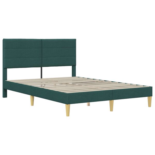 vidaXL Cadre de lit avec t&ecirc;te de lit Vert fonc&eacute; 120 x 190 cm tissu