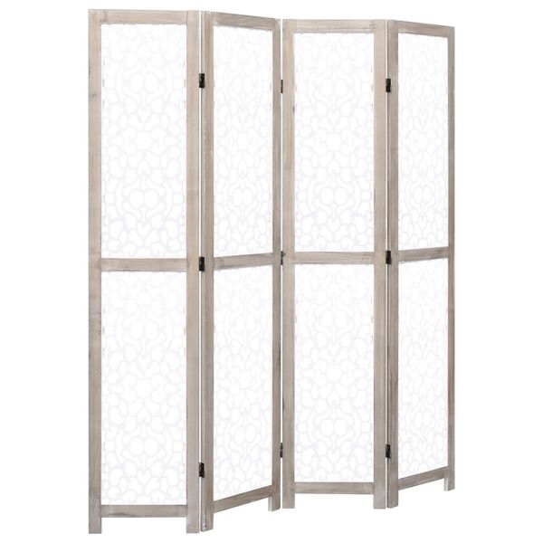 vidaXL Cloison de séparation 4 panneaux Blanc 140x165 cm Bois solide