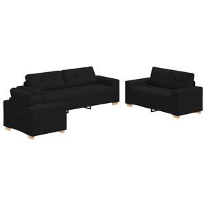 vidaXL Canap&eacute; 3 pc Noir Tissu en lin m&eacute;lang&eacute;