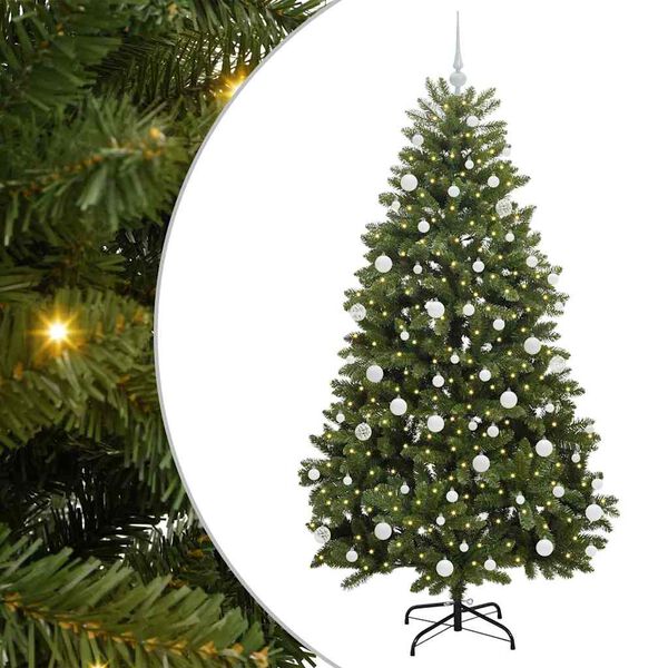 vidaXL Sapin de No&euml;l artificiel avec 300 LED Vert 180 cm PVC et m&eacute;tal