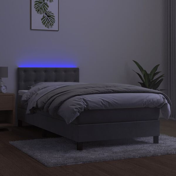 vidaXL Sommier &agrave; lattes de lit avec matelas et LED Gris clair 80x200cm