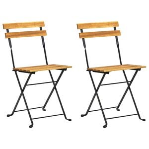 vidaXL Chaises pliantes 2 pi&egrave;ces en acier et bois d'acacia massif