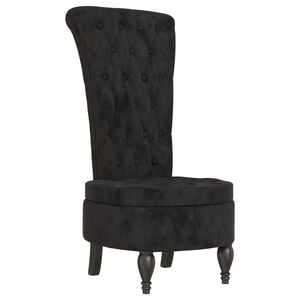 vidaXL Chaise &agrave; dossier haut noir velours conception de bouton