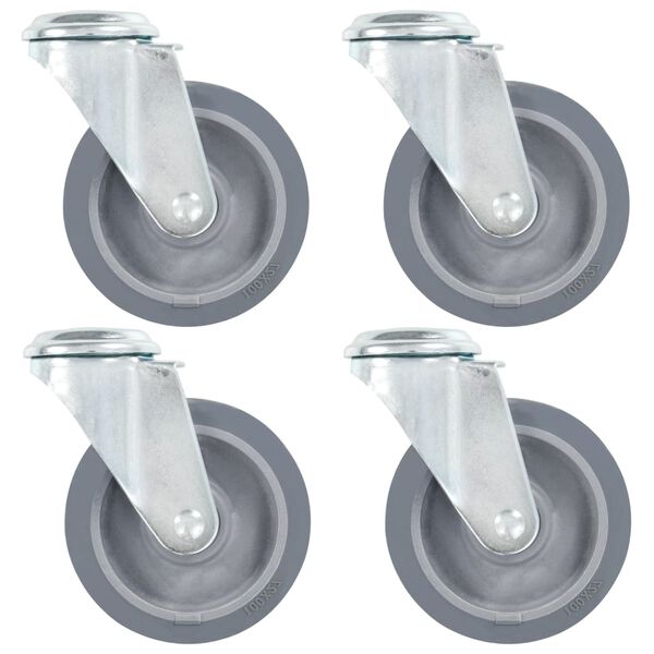 vidaXL 4 pcs Roulettes pivotantes &agrave; trou de boulon 100 mm