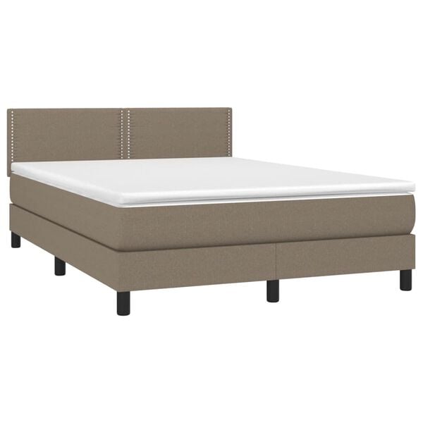 vidaXL Sommier &agrave; lattes de lit avec matelas Taupe 140x190 cm Tissu