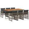vidaXL Ensemble &agrave; manger de jardin et coussins 7 pcs gris rotin