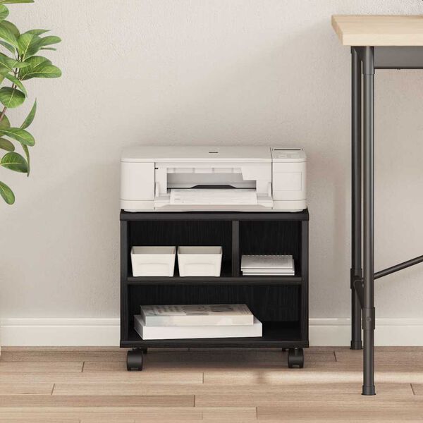 vidaXL Support d'imprimante avec stockage Ch&ecirc;ne noir 41 x 32 x 34,5 cm