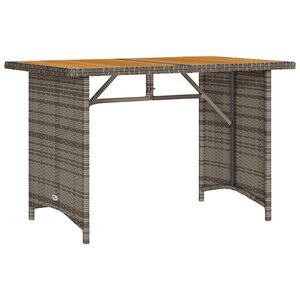 vidaXL Table de jardin avec dessus en bois gris 110x68x70 cm rotin