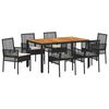 vidaXL Ensemble de salle &agrave; manger pour jardin 7 pc Noir polyrotin