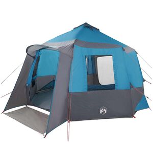 vidaXL Tente de cabane 12 personnes Bleu et gris 405 x 405 x 273 cm