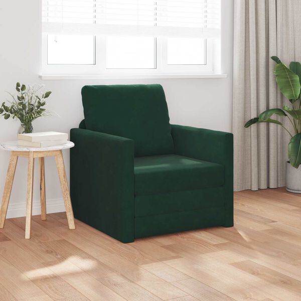 vidaXL Canap&eacute;-Lit 60cm Vert fonc&eacute; Velours