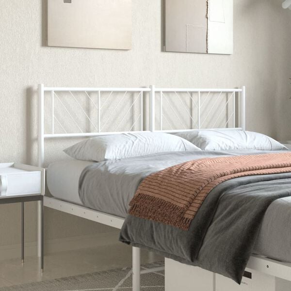 vidaXL T&ecirc;te de lit m&eacute;tal blanc 140 cm