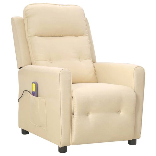 vidaXL Fauteuil de massage Crème Tissu