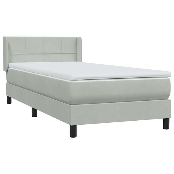 vidaXL Sommier &agrave; lattes de lit et matelas gris clair 90x220 cm velours