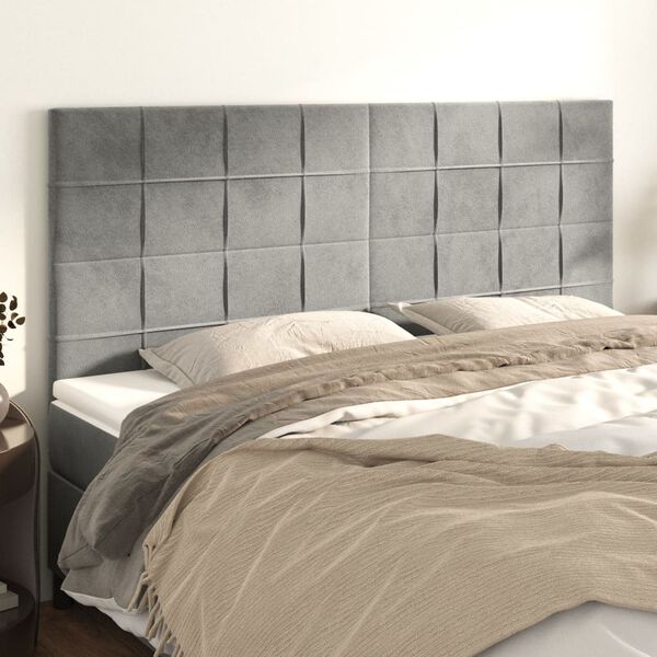 vidaXL T&ecirc;te de lit Gris clair 200x5x118/128 cm Velours